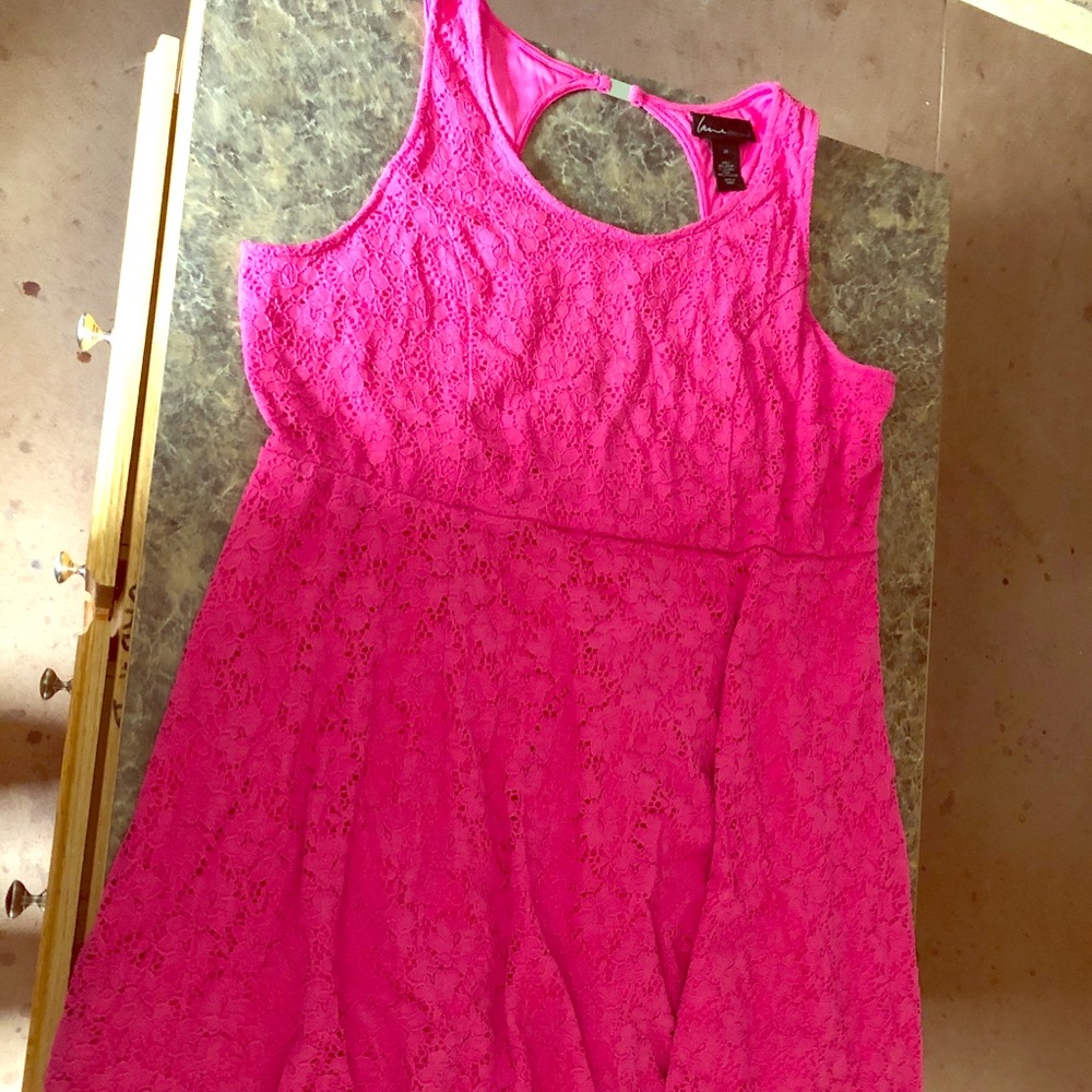 Pink lace lane Bryant dress with key hole back